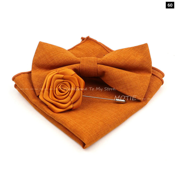 Design Cotton Handkerchief Set Adult And Kids Butterfly Bowtie Cufflink Brooch Party Suit Accessories