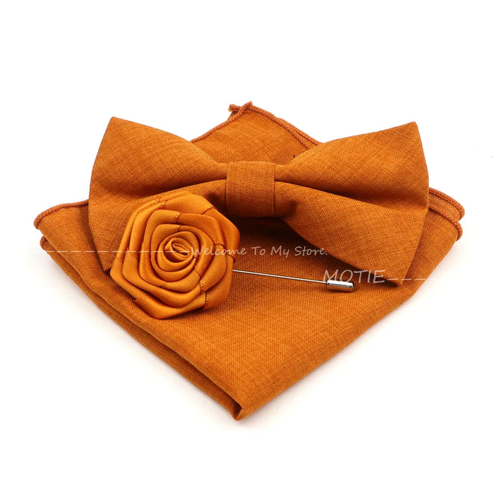 Design Cotton Handkerchief Set Adult And Kids Butterfly Bowtie Cufflink Brooch Party Suit Accessories