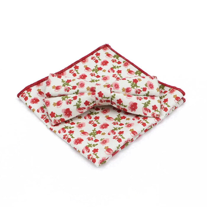 Floral Bow Tie And Handkerchief Set Mens Wedding Accessories