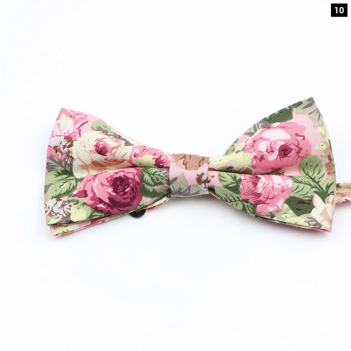 Colourful Floral Bow Ties Fashion Cotton Print For Mens Wedding And Business Suits