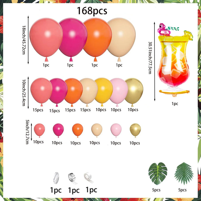Tropical Balloon Arch Decoration Set Party Decoration With Hawaiian Style Pineapple Coconut Pink Aqua Blue Balloon For Birthday