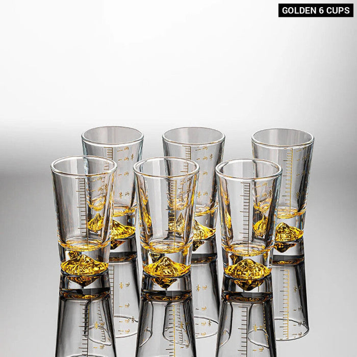 Clear Glass Liquor Cup Set With Graduated Line And Holder