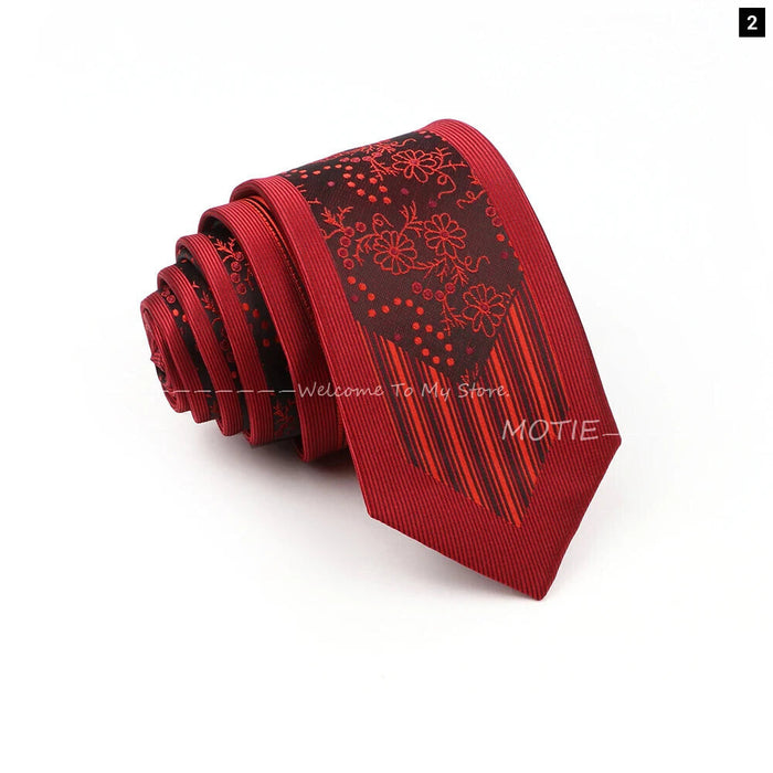 Paisley Polyester Tie Red Blue For Weddings