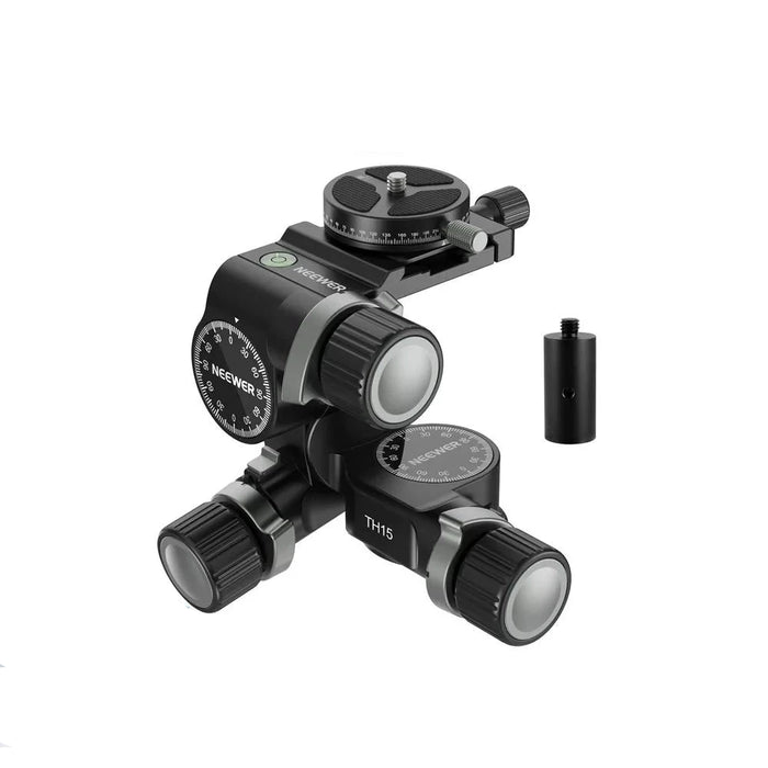 3 Way Geared Tripod Head With 360° Panoramic Arca Qr Plate Millimeter Micro Adjustment Aluminum Alloy