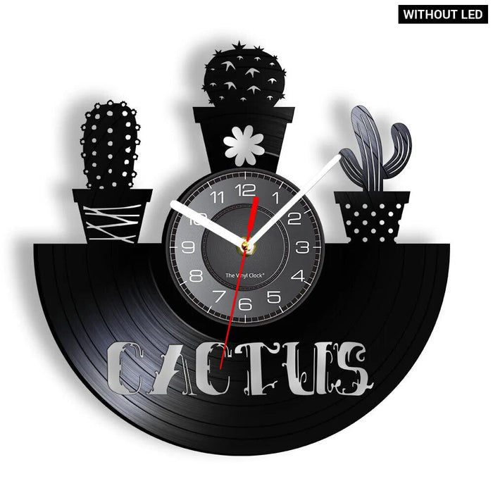 Vintage Cactus Vinyl Record Wall Clock