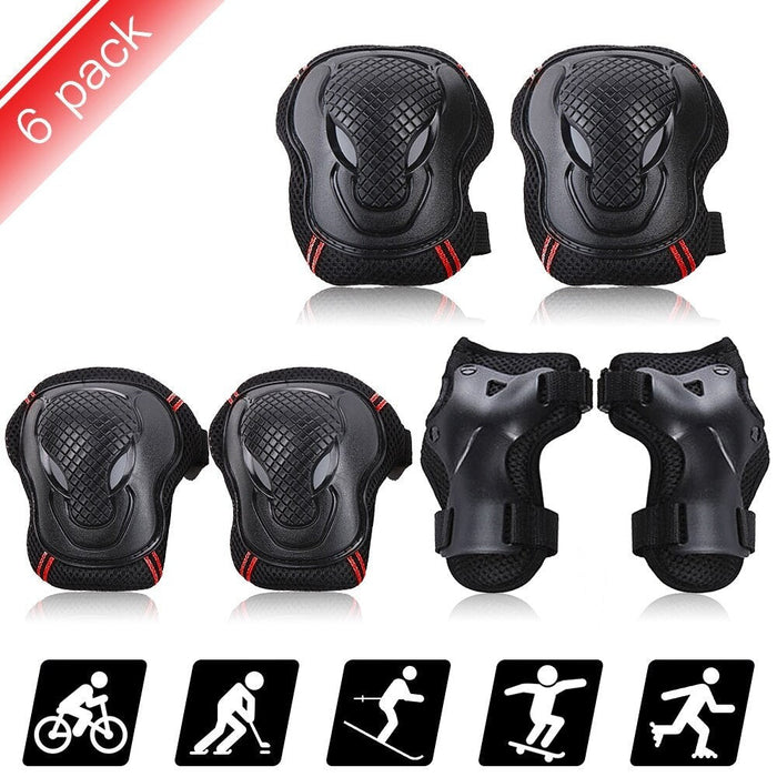 6 Pcs Knee Elbow Pads Wrist Guards Safety Protective Gear Set for Skateboard Cycling