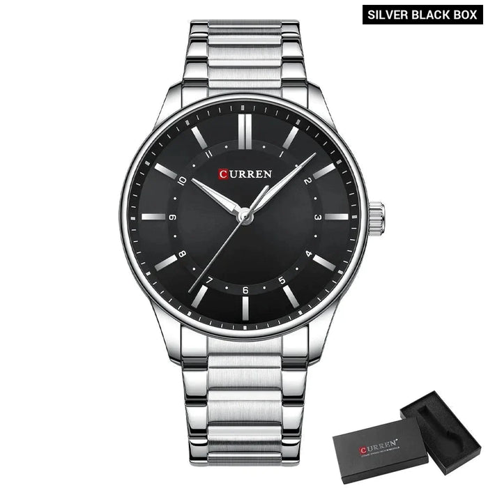 Classic Quartz Watches For Men Stainless Steel Band Wristwatches Business Style Clock With Luminous Hands