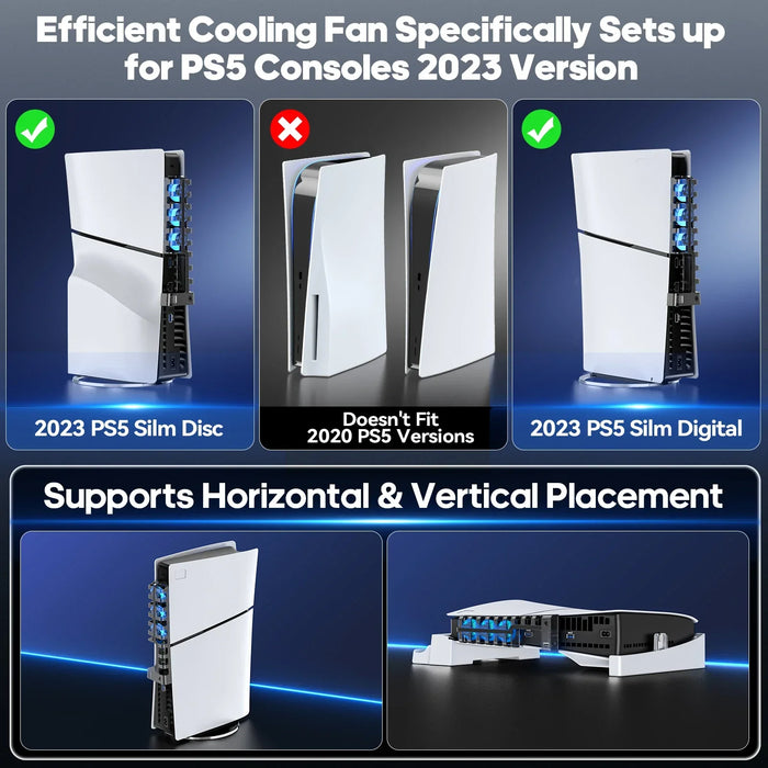 Upgraded Ps5 Slim Cooling Fan Led Light Usb Hubs