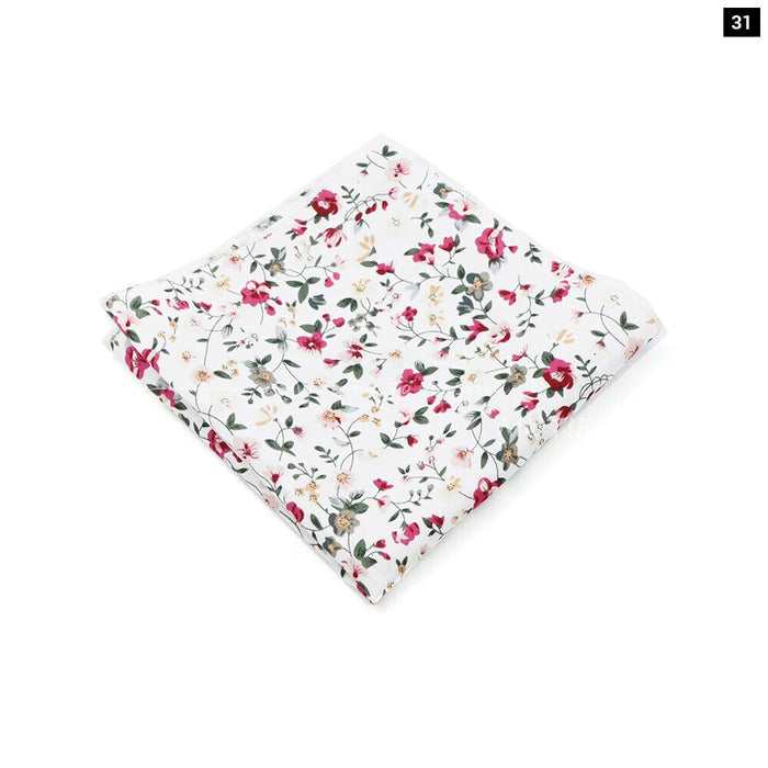 Wedding Suit Pocket Square Cotton Flower Hankerchief For Men Gift