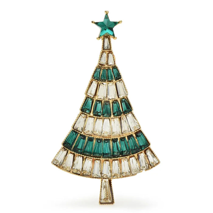 Christmas Tree Brooch 4 Colour Rhinestone Pin