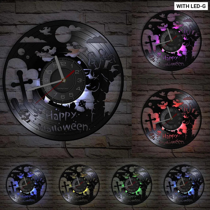 Spooky Halloween Vinyl Record Wall Clock