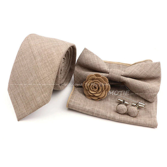 27 Colour Tie Set Classic Cotton Pocket Square Cufflink And Bowtie For Mens Wedding Party Accessories