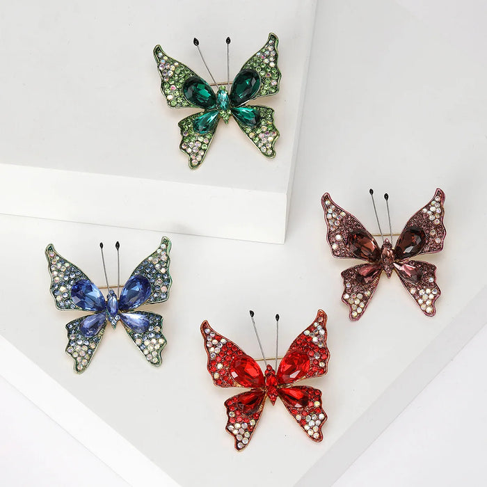 Butterfly Crystal Brooch Pin 4 Colour Rhinestone Luxury Accessory For Clothing