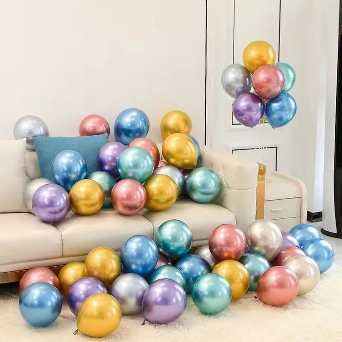 50Pcs 10 Metallic Latex Balloons Gold Silver Chrome Wedding Decor Birthday Party Supplies Globos