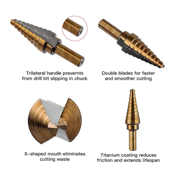 50 Piece Cobalt Step Drill Set For Metal And Wood