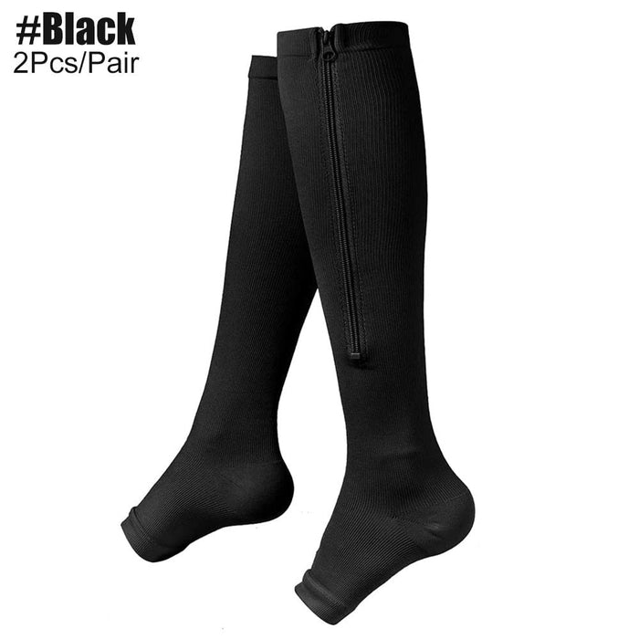 1 Pair Zipper Calf Compression Slim Length Stocking for Women