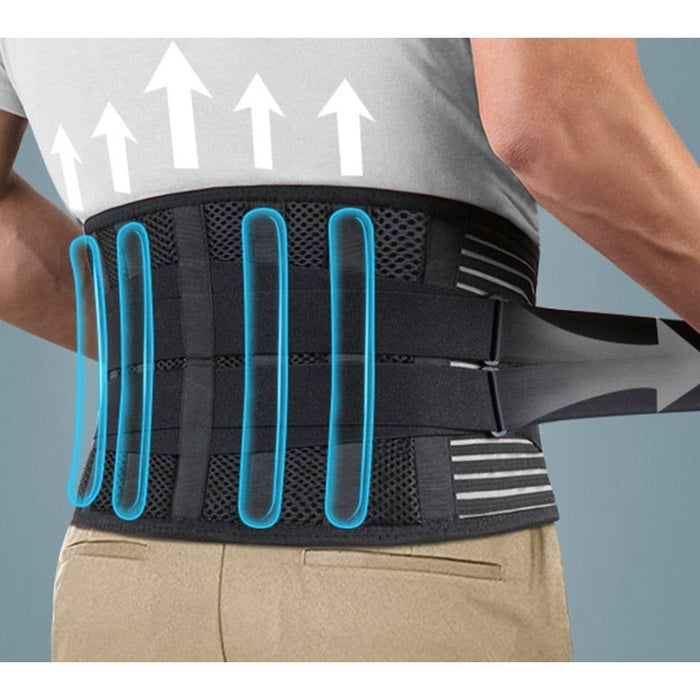 Breathable Lumbar Back Waist Support Belt With 6 Stays for Heavy Lifting Lower Back Pain Relief