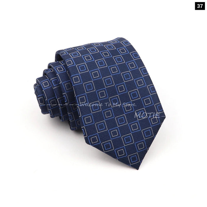 Deep Blue Striped Polyester Neckties For Business Weddings And Daily Wear