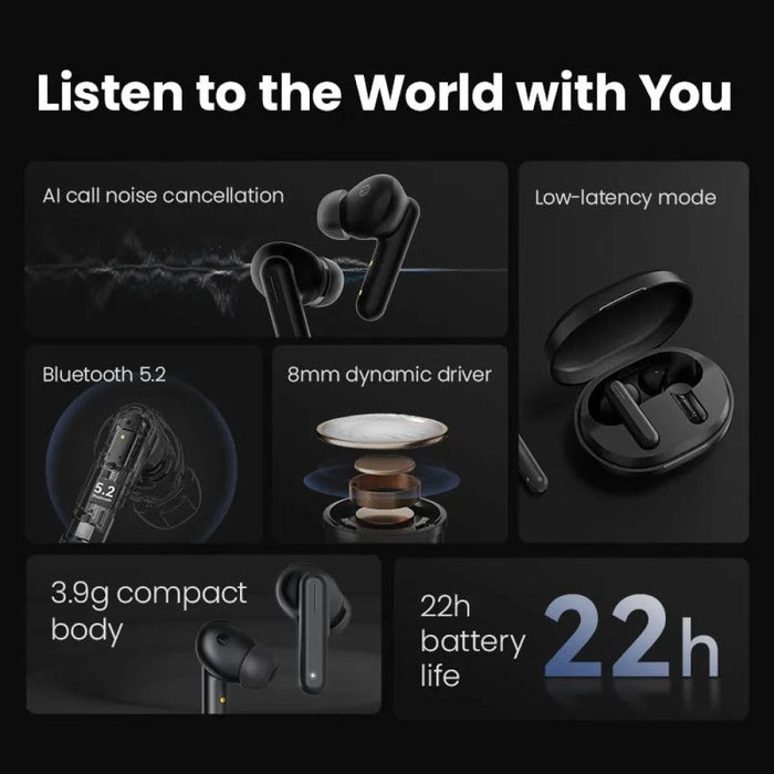 TWS Wireless V5.2 Bluetooth Smart Touch Control AAC Audio Headphones