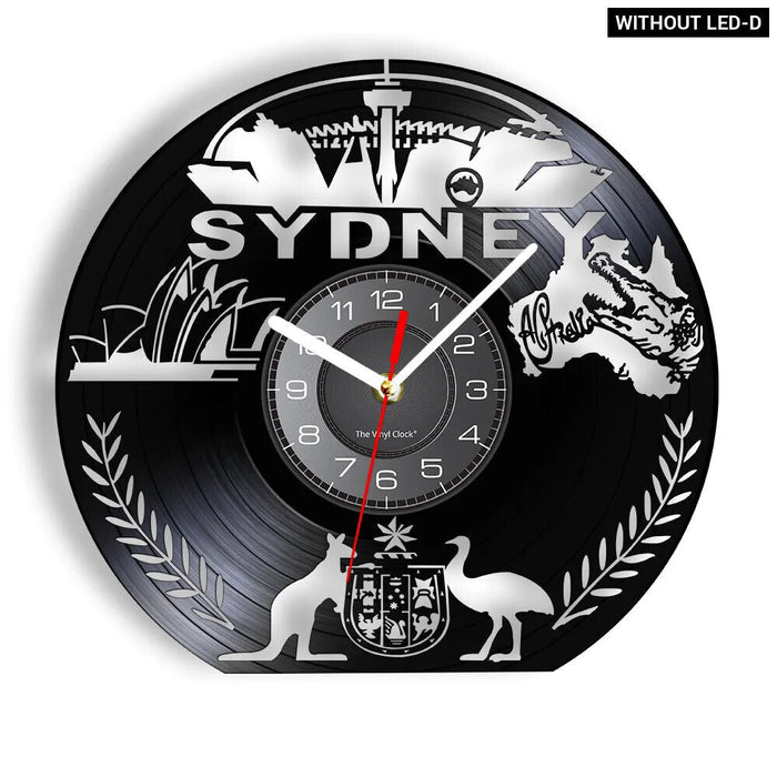 Kangaroo Vinyl Record Clock Australia Map Decor