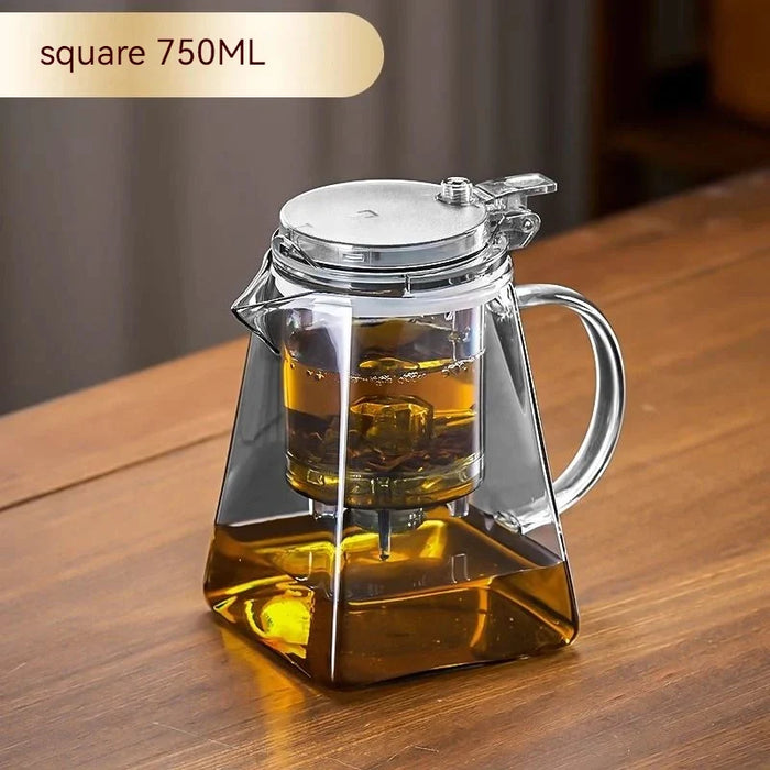 Premium Glass Teapot Set With Heat Resistant Filter And Floral Design