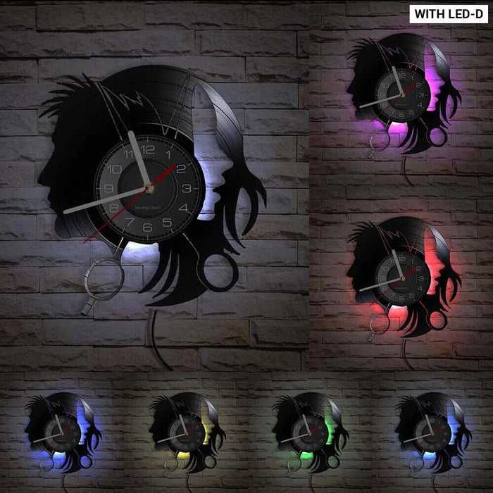 Vinyl Record Hair Salon Wall Clock