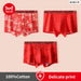 3 Piece Red Antibacterial Cotton Boxer Shorts For Men