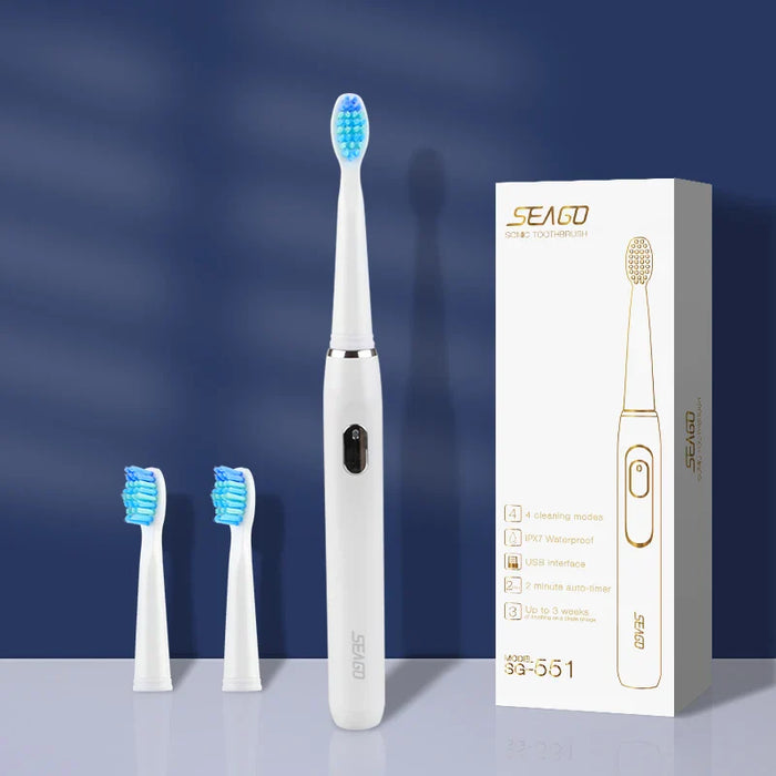 Rechargeable Sonic Toothbrush 4 Modes 3 Heads