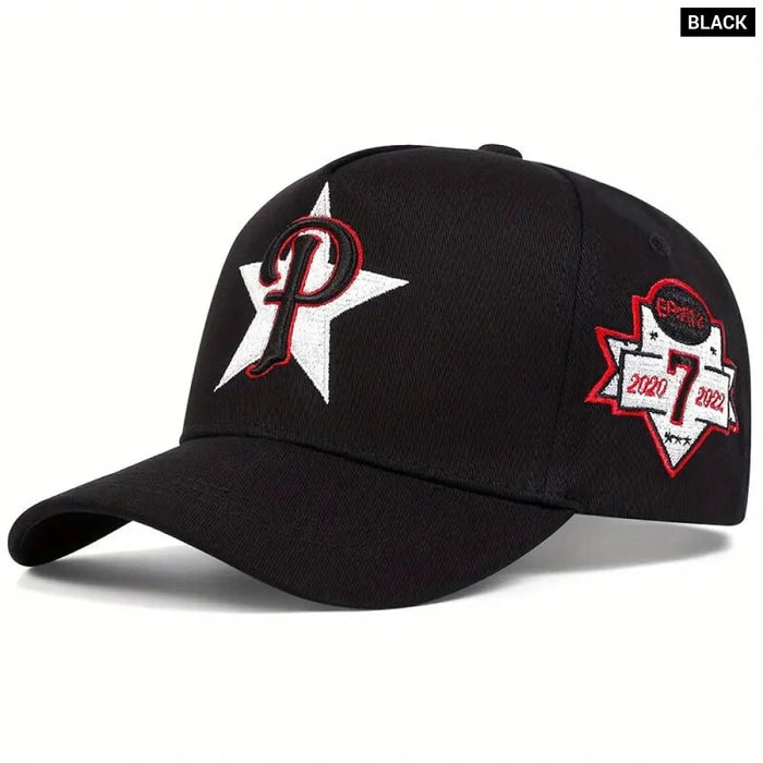 Adjustable 7 Baseball Cap / Hat P Letter Embroidery Star Design