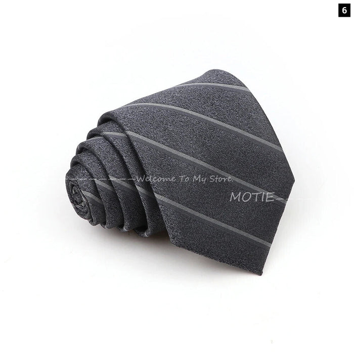 Blue Striped Polyester Tie For Business Weddings And Daily Wear