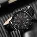 4pcs Black Round Quartz Watch With Pu Leather Bracelet Men