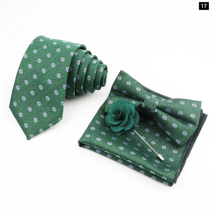 Flower Pattern Ties And Handkerchief Set For Weddings And Business