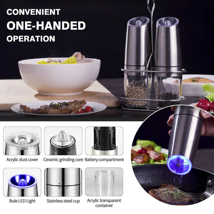 Electric Automatic Salt And Pepper Mill Grinders With Led Light