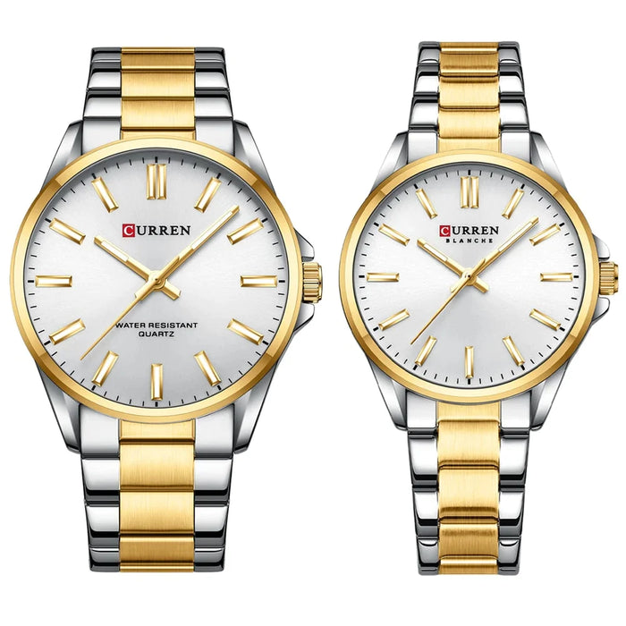 Fashion Brand Couple Watches For Lovers Classic Quartz Stainless Steel Bracelet Wristwatches With Luminous Hands