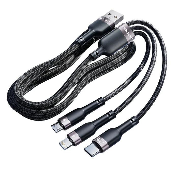 6a 100w 3 In 1 Usb Cable For Iphone Huawei Xiaomi