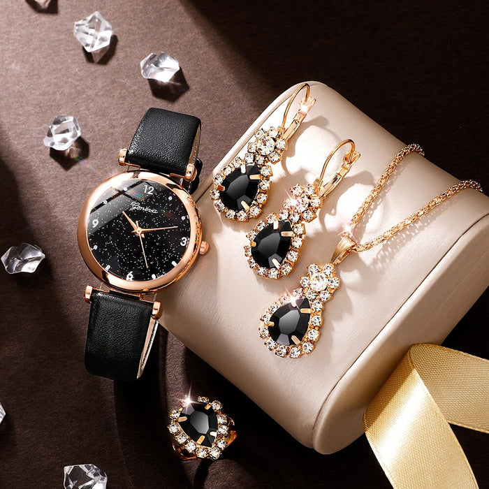 Womens Watches Set Luxury Rhinestone Women Fashion Elegant Wristwatch Quartz Watch For Ladies Clock