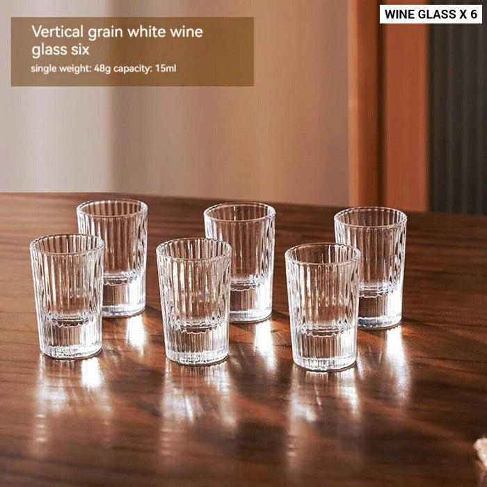 6 Piece White Wine Glass Set With Divider And Bullet Design