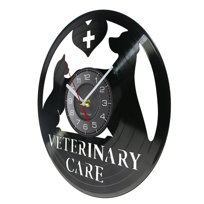 Veterinary Care Vinyl Record Wall Clock