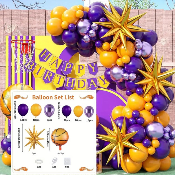 107Pcs Basketball Aluminum Film Balloon Wreath Arch Kit Indoor Outdoor Sports Theme Decoration Wedding Birthday Celebration