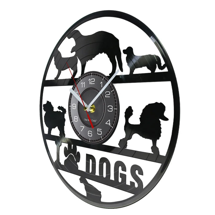 Dog Breeds Vinyl Record Wall Clock