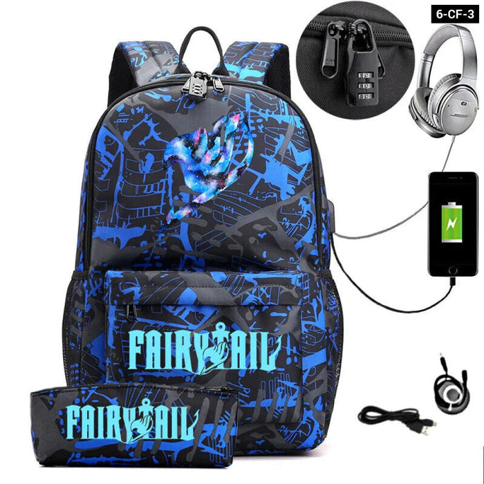 Fairy Tail Anime Print Bag For Students School Leisure And Travel Backpack For Boys And Girls