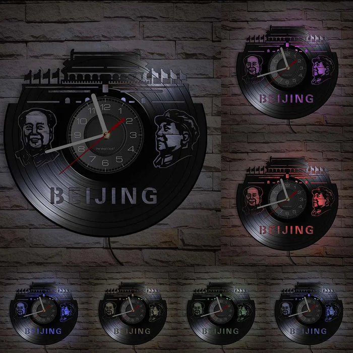 Beijing Skyline Vinyl Record Wall Clock