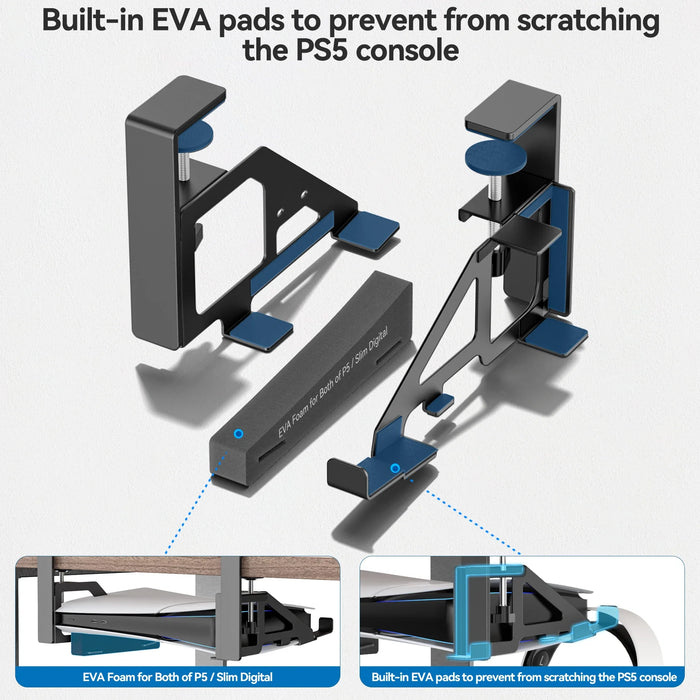 Ps5/Ps5 Slim Under Desk Mount Clamp Eva Foam