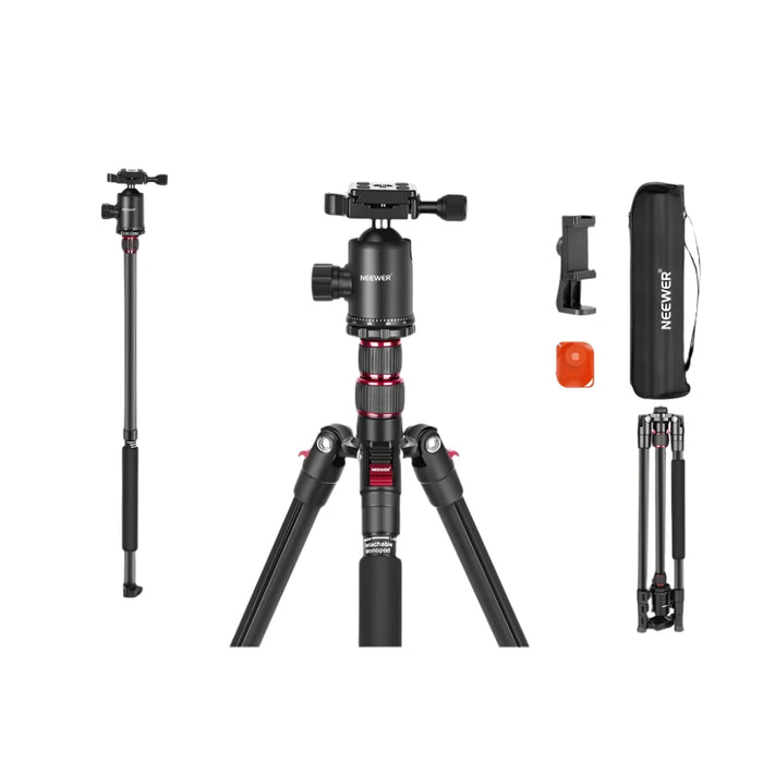 77 Camera Tripod Monopod With Phone Holder Portable Travel Tripod With Remote And 360° Ball Head Aluminum Dslr Tripod