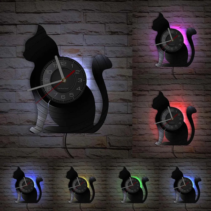 Cat Silhouette Wall Clock