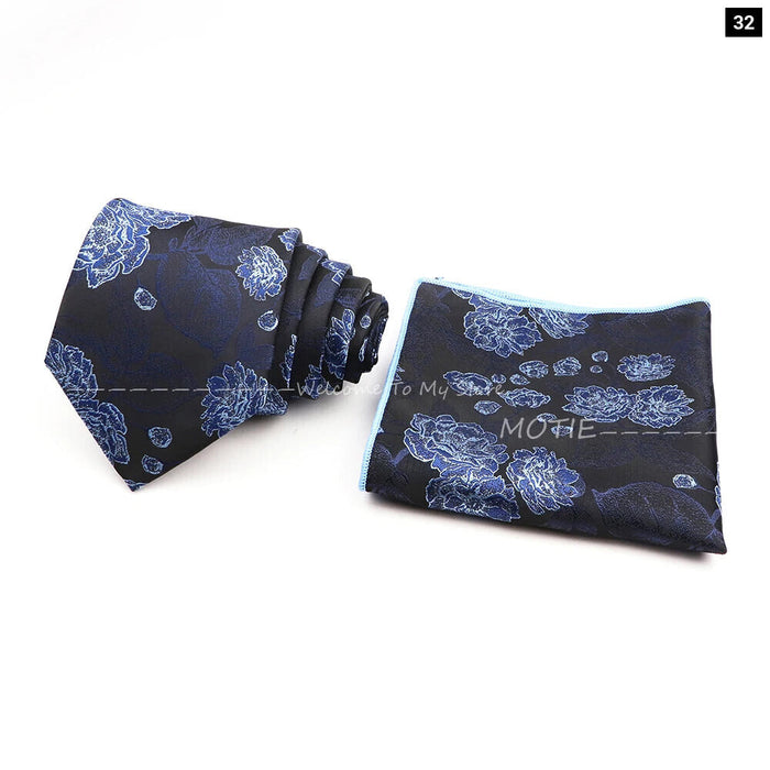 Floral Pocket Square Tie Set For Weddings Parties And Daily Wear