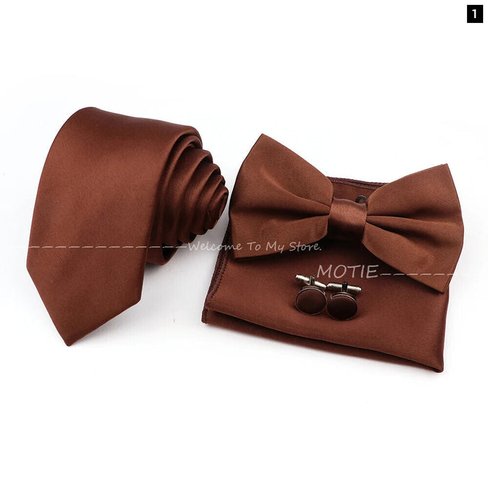 Mens Tie Set Solid Colour For Business And Weddings