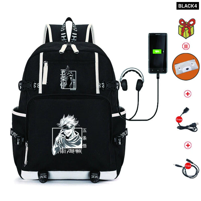 Unisex Anime Jujutsu Kaisen School Multifunction USB Charging Backpack