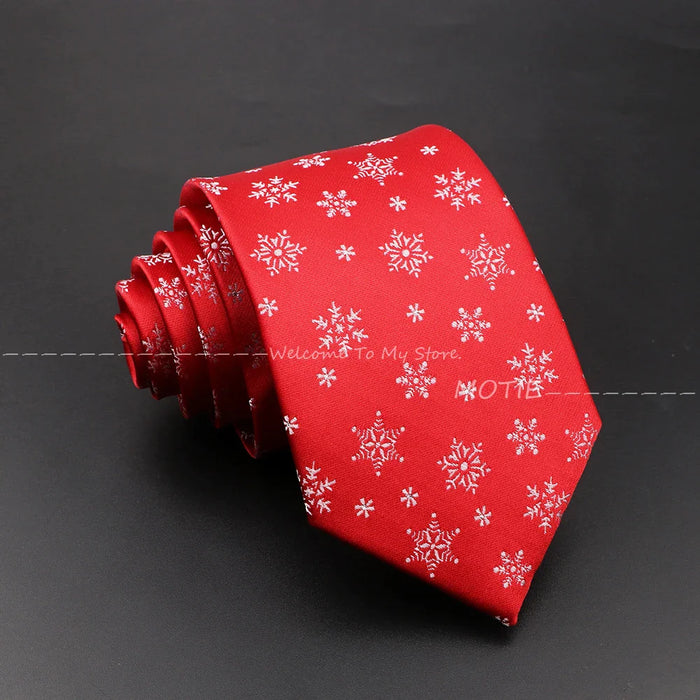 Christmas Tie Festive Snow Santa Claus Necktie For Men And Women