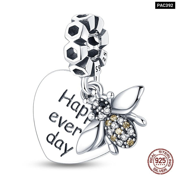 925 Silver Camera Coffee Cup Flower Charms Beads Fit Pandora Bracelet DIY Jewelry Making For Women